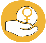 Care for women and girls icon on a yellow background