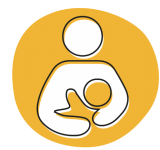 Parent and baby icon on a yellow background